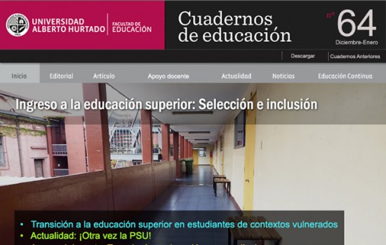 Cuaderno de Educación sobre ingreso a la educación superior
