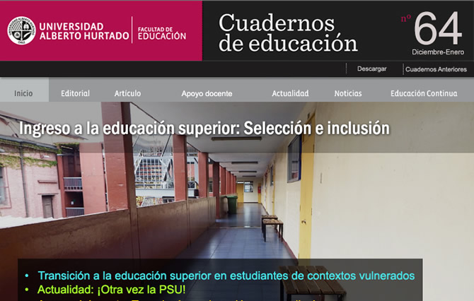 Cuaderno de Educación sobre ingreso a la educación superior